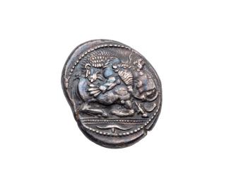 Tetradrachm with Lion Seizing Bull on Obverse and Incuse Mark on Reverse