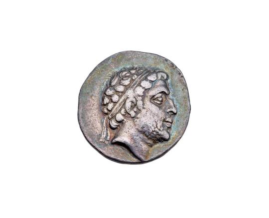 Tetradrachm of Philip V with King's Head on Obverse and Club within Wreath on Reverse