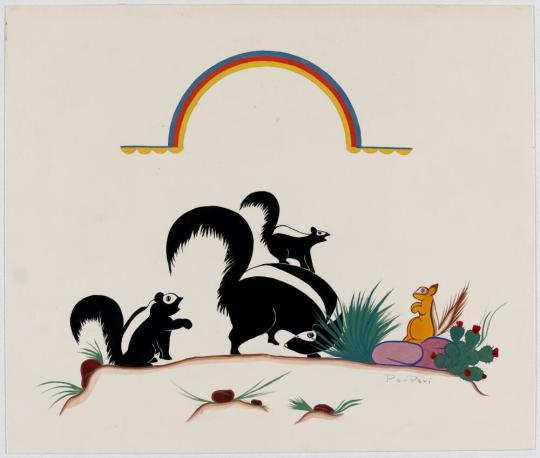 Untitled (Skunks and Squirrels Under Sky Crescent)