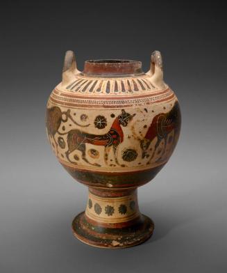 Stemmed Pyxis with Bearded Men and Lions