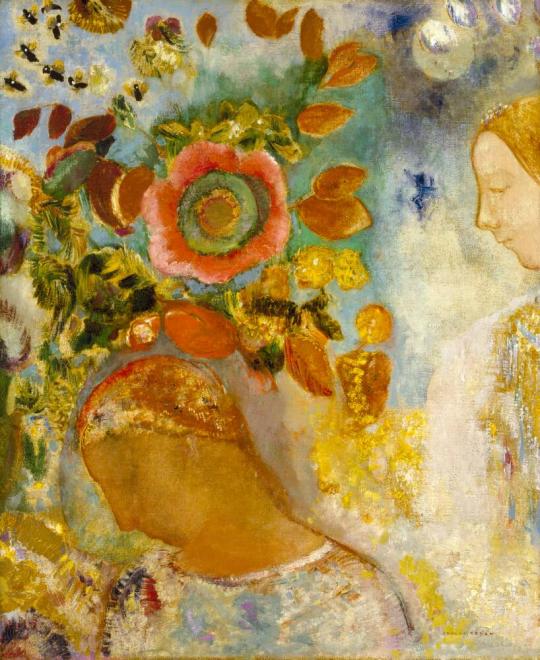 Two Young Girls among Flowers