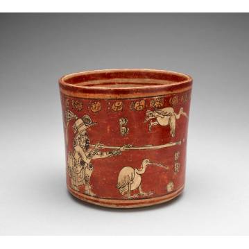Vase with Two Blowgunners and Waterbirds