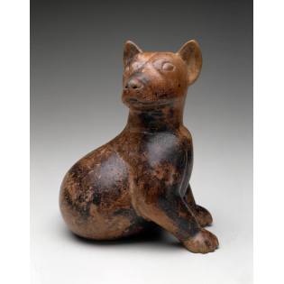 Alert Seated Canine Effigy Vessel