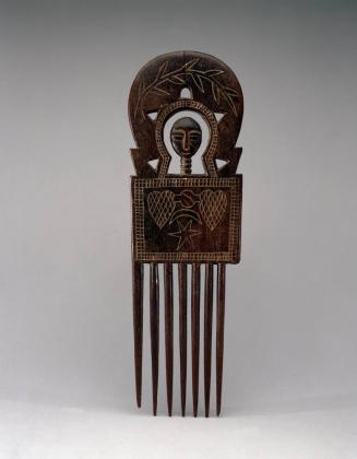 Comb with Head and Two Hearts