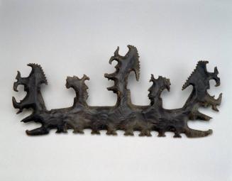 Ceremonial Flint with K'awiil and Two Lords in a Monster-headed Canoe