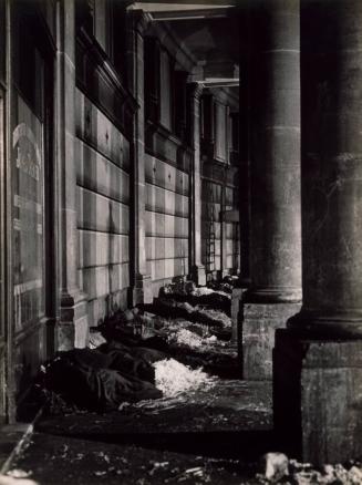 Tramps Sleeping under the Peristyle  of the Bourse du Commerce, Paris