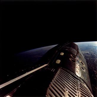 Mission: Gemini-Titan VII: The nose of the Gemini VII.  The crew of the Gemini VII, Frank Borman and James A. Lovell, set a mission duration record of two weeks