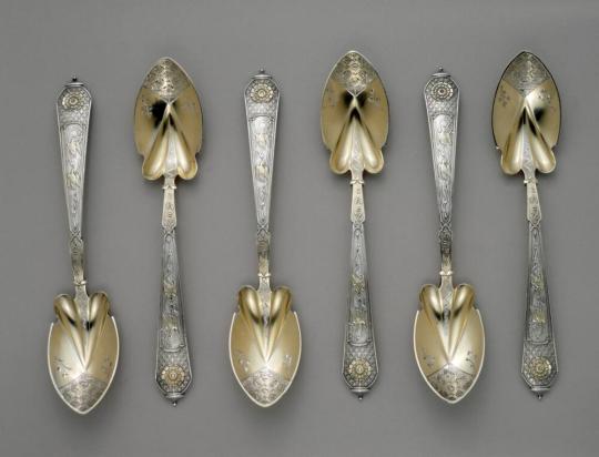 Set of Six Orange Spoons