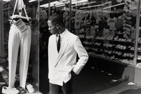 Man Looking at Pants, Fulton Street