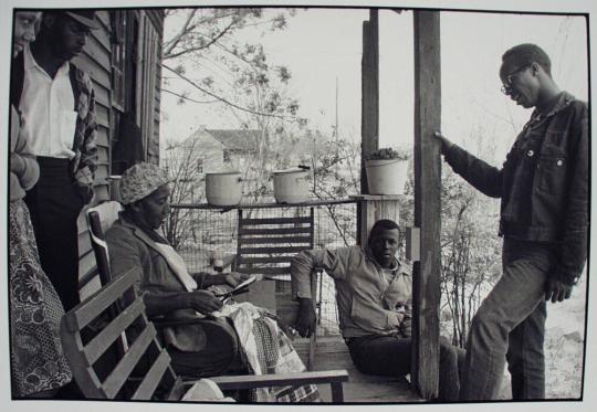 Southwest Georgia, SNCC Field Secretary Charles Sherrod and Randy Battle Visit a Supporter in the Countryside, Sherrod is Currently a Member of the Albany City Council
