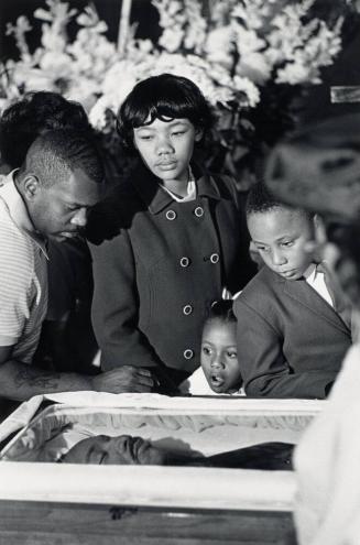 Dr. King's children, Yolanda, Berenice and Martin Luther King III, viewing his body, lying in state, Sisters' Chapel, Spellman College, Atlanta