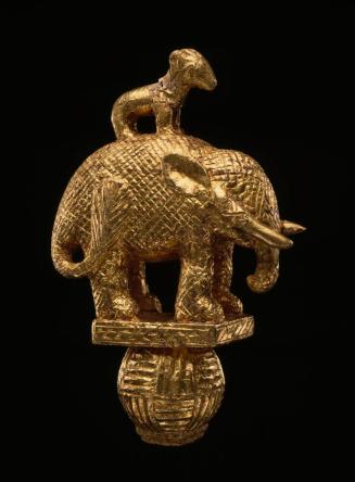 Sword handle with elephant and duiker