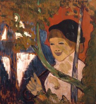 Breton Girl with a Red Umbrella