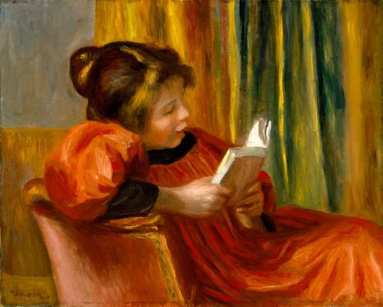 girl reading painting