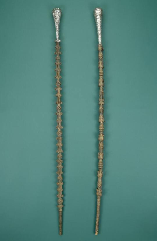 Pair of Linguist Staffs with Silver Finials