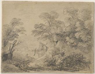 Wooded Landscape with Donkey and Figures