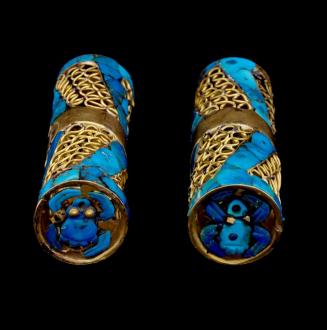 Pair of Tubular Inlaid Ear Ornaments