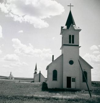 Freedom of Religion: Three Denominations (Catholic, Lutheran, Baptist Churches) on the Great Plains, Dixon, Near Winner, South Dakota