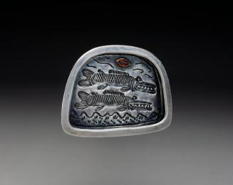 "Two Very Fierce Stamped Fish" Brooch