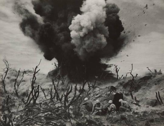 Marine Demolition Team Blasting Out a Cave on Hill 382, Iwo Jima