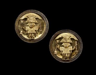 Pair of Ear Ornaments Depicting a Ruler or Deity