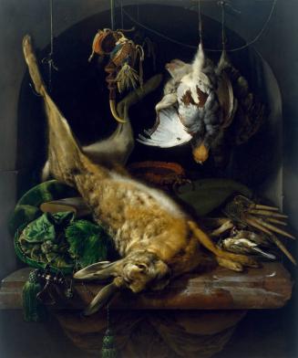 Still Life of a Dead Hare, Partridges, and Other Birds in a Niche