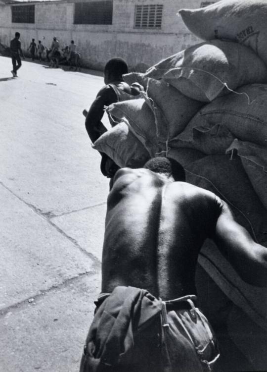 Two Men Pushing Cart, Haiti