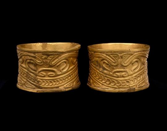 Pair of Arm Ornaments with Stylized Feline Faces