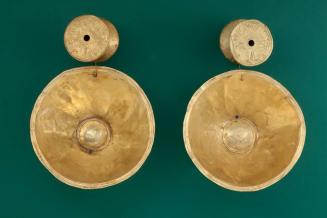 Pair of Hourglass-shaped Ear Ornament with Disk Pendants