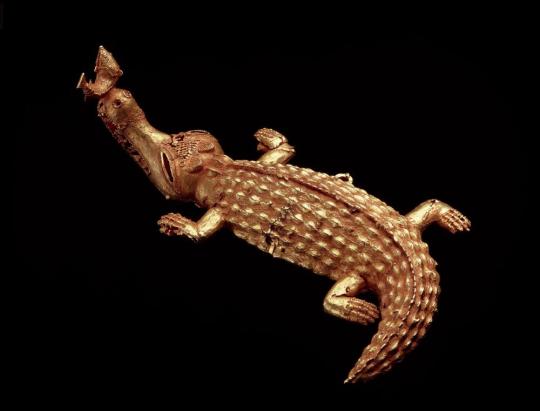 Sword Ornament in the form of a Crocodile with Mudfish