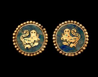 Pair of Ear Ornaments Depicting Supernatural Felines