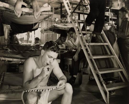 Off Duty in Crew's Quarters on the Aircraft Carrier Yorktown