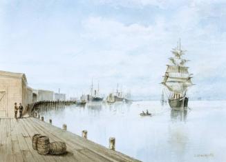 Galveston Wharf with Sail and Steam Ships