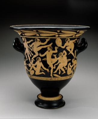 White-figure Bell Krater with Dancing Satyrs