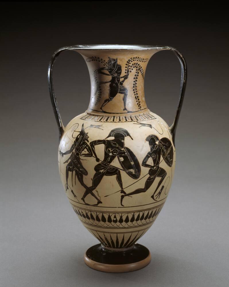 Trojan War Battle Scene - Iliad Homeric Epics - store Hand painted Amphora Vase Pottery - Ancient Greek Mythology