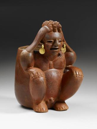 Seated Figure Vessel (Canastero) with Earrings