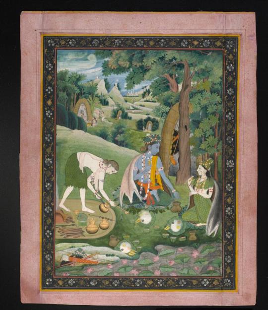 Rama, Lakshmana, and Sita Cooking and Eating in the Wilderness