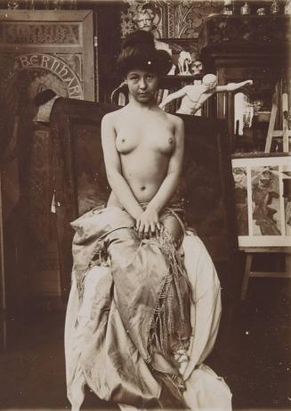 Model posing in Mucha's studio, Rue du Val de Grâce, Paris