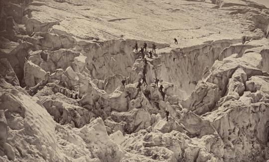 Junction of the Bossons and Taconnaz Glaciers, Failed Ascent of Mont Blanc