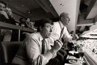 General Manager Charley Casserly and Texans Owner Bob McNair in Founder's Suite React to a Big Play