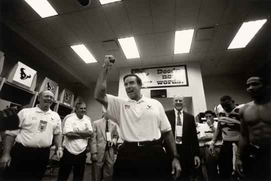 Head Coach Dom Capers and Houston Texans Owner Bob McNair with the Team after the Victory over the Dallas Cowboys, Houston, September 8, 2002