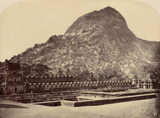 View of the Hill and Fortifications Maddagiri (From the Temple)