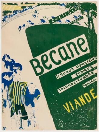 Bécane (Bicyclists take Bécane--an appetizing liqueur, a reconstructing tonic with a meat base)