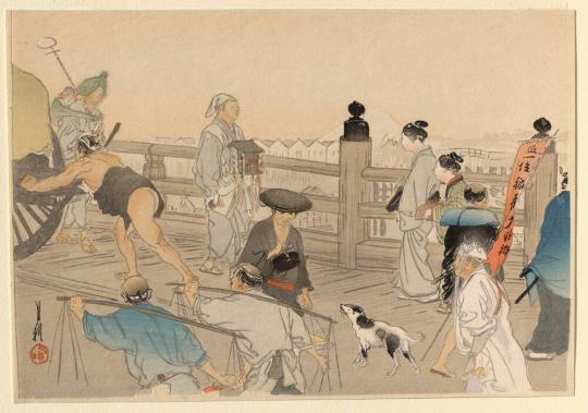 Townspeople Crossing Nihon-bashi Bridge