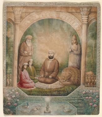 A Portrait of 'Ali, Hasan, Husayn, and the Sufi Leader Nur 'Ali Shah Ni 'matullahi