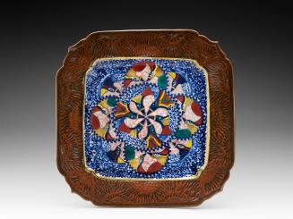 Square Platter with Bird Decoration