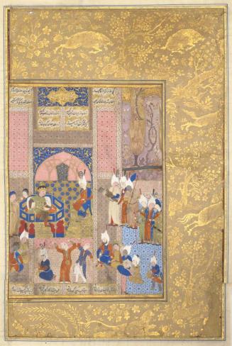 Alexander Feasting with the Emperor of China, Folio from a Khamsa (Quintet) of Nizami