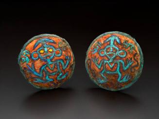 Pair of Ear Ornaments with Deities and Birds