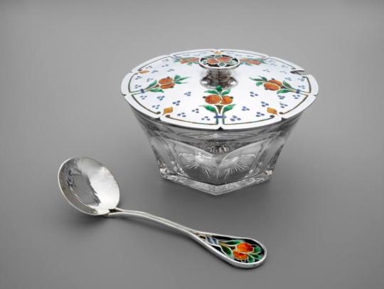 Marmalade Dish with Cover and Marmalade Spoon