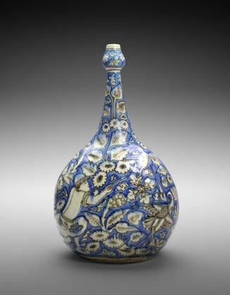 Lobed Bottle with Figures and Flowers